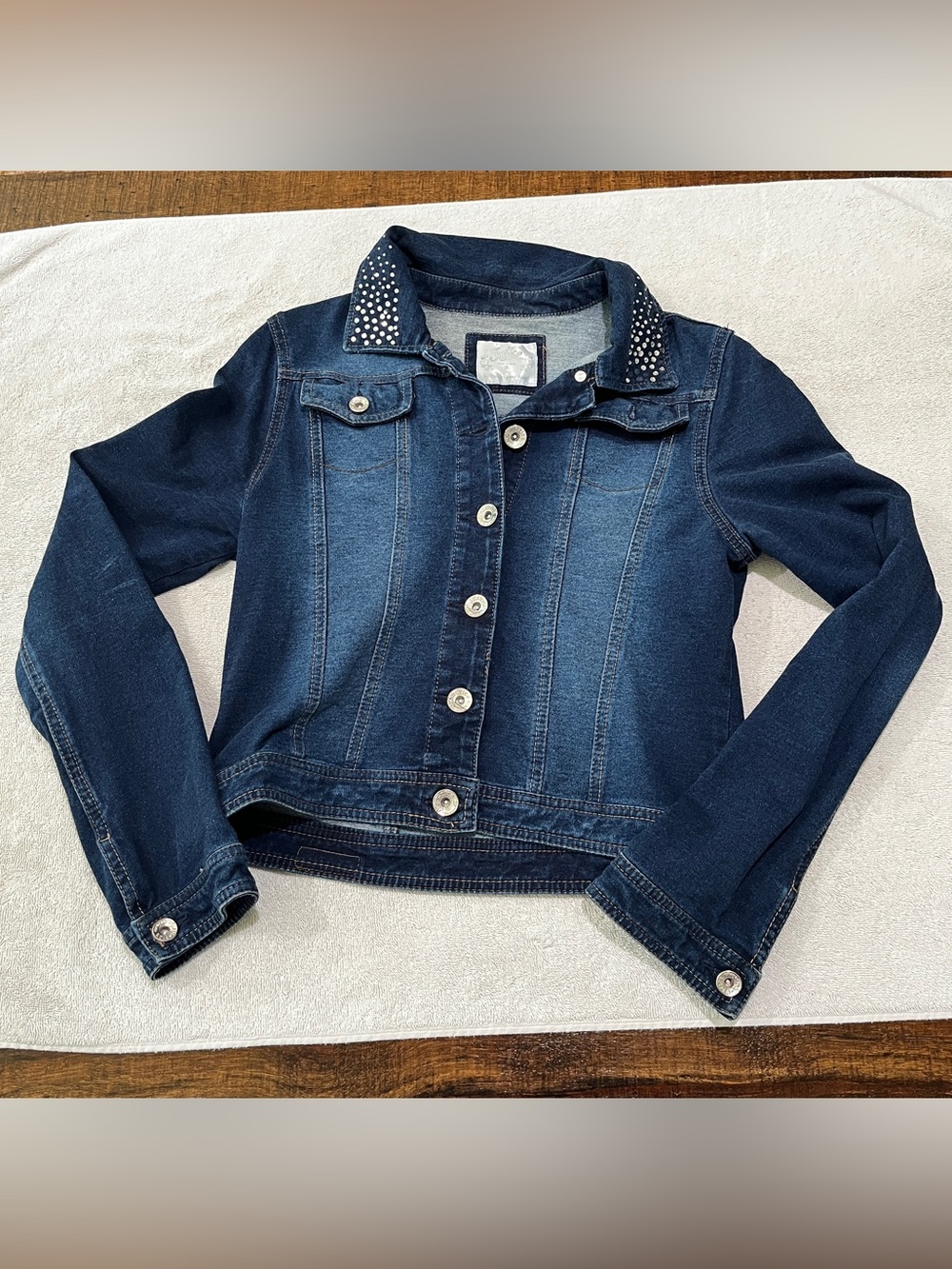 Justice Girls Dark Blue Denim Jean Jacket with Stud Detail